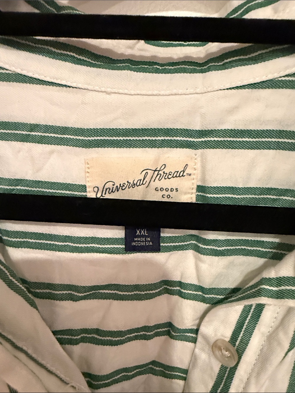 Universal Thread Green and White Striped Long-Sleeve Button-Front Maxi Dress - Picture 2 of 6